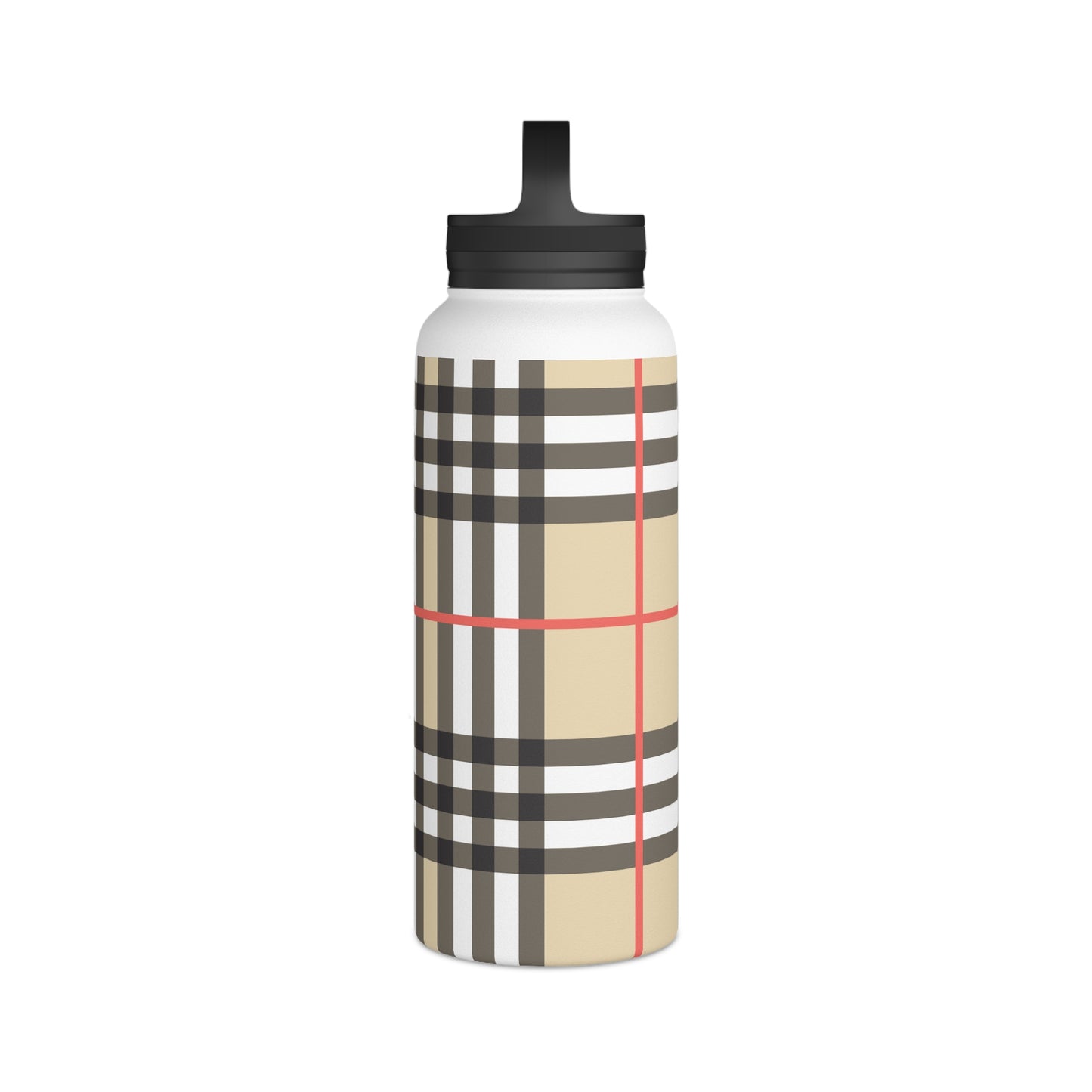 Brown and White Water Bottle, Stainless Steel Water Bottle with a Handle Lid