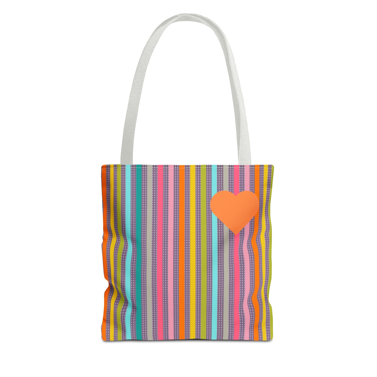 Tote Bag Candy Stripe With Large Heart