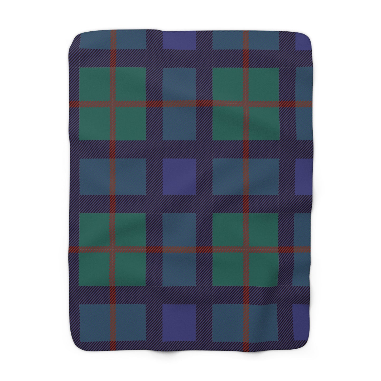 Blue Tartan Sherpa Fleece Blanket