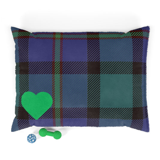 pet bed in blue tartan