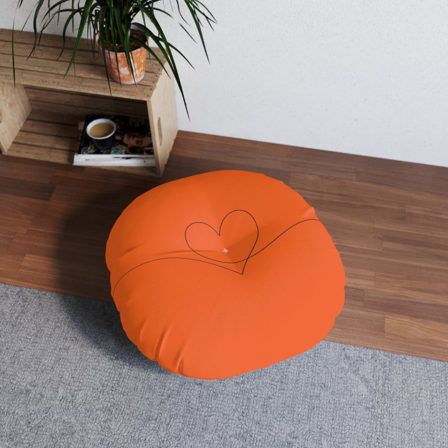 Carnelian Heart Tufted Floor Pillow, Round