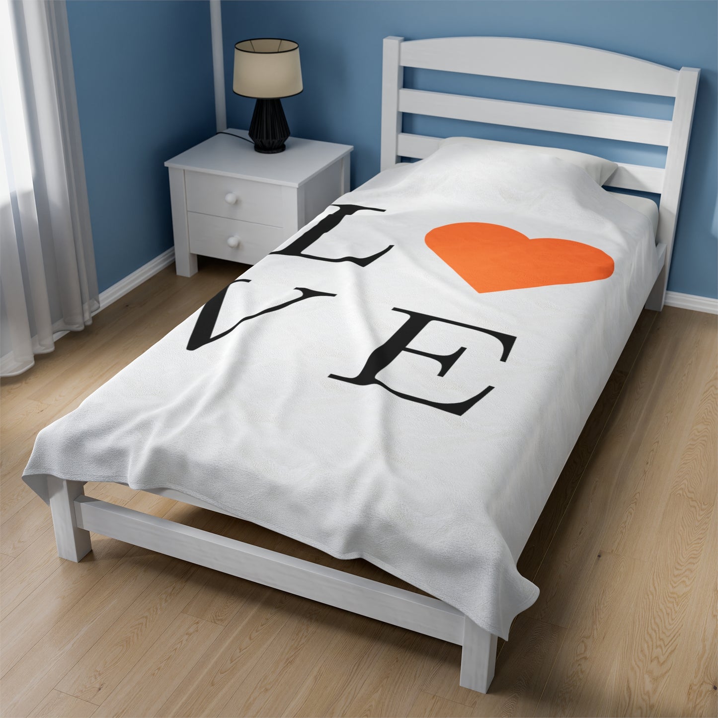 Love throw blanket with Love word and Orange heart