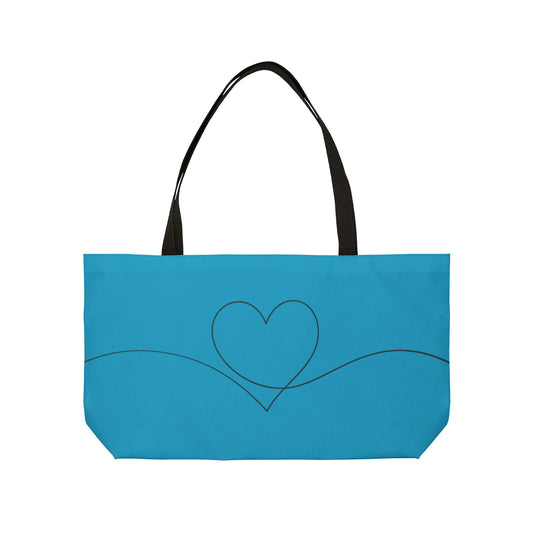 turquoise tote bag with heart